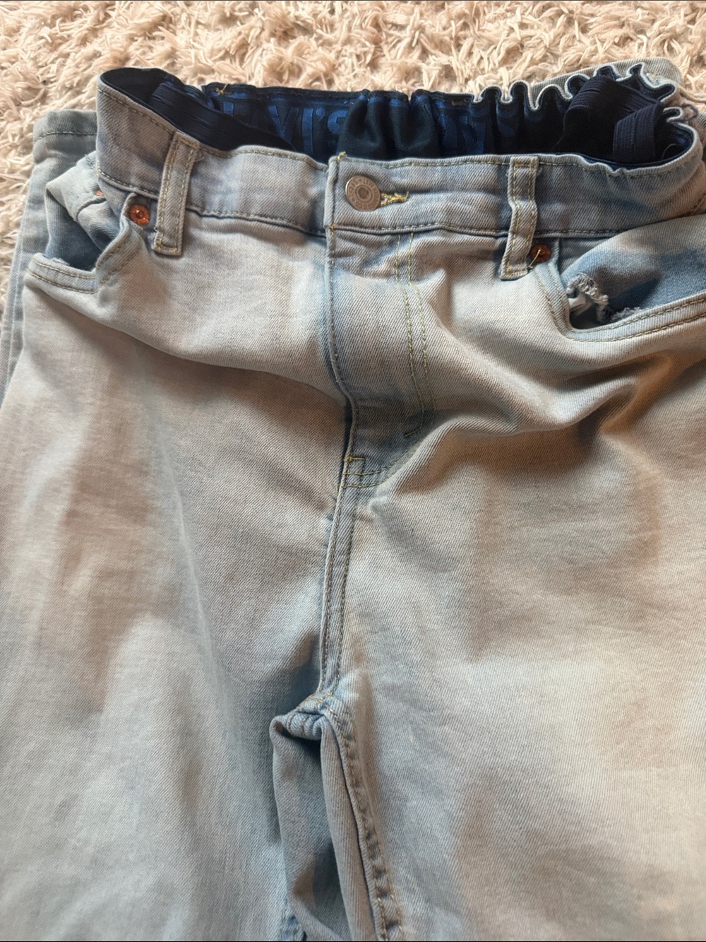 Levi’s Kids 502 Light Wash Denim Jeans with Elastic Waistband 16 Husky